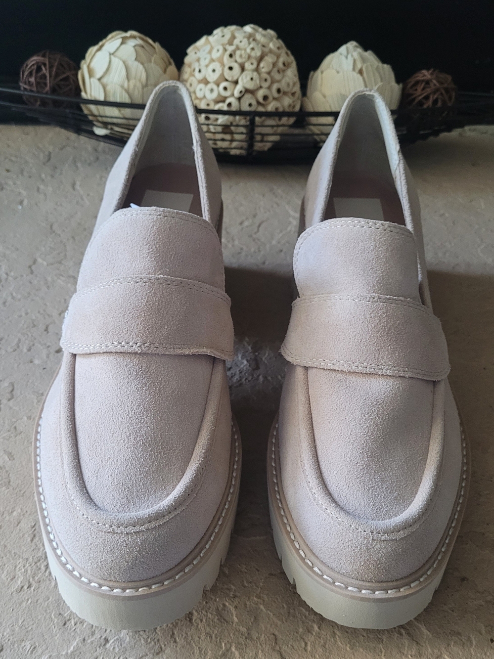 Size 10 Dolce Vita Suede Lug Sole Penny Loafers Tan Square Toe Women Platforms